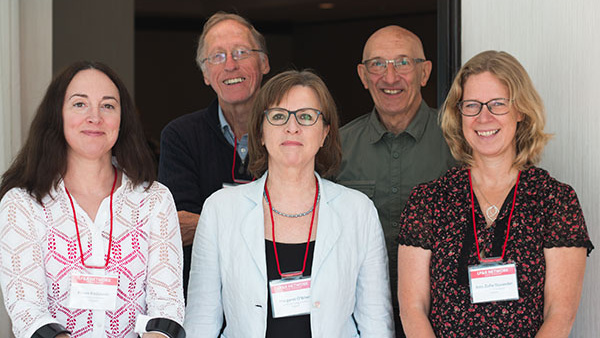 Alison Koslowski, Margaret O'Brien and Ann-Zofie Duvander in the front, Peter Moss and Fred Deven in the back